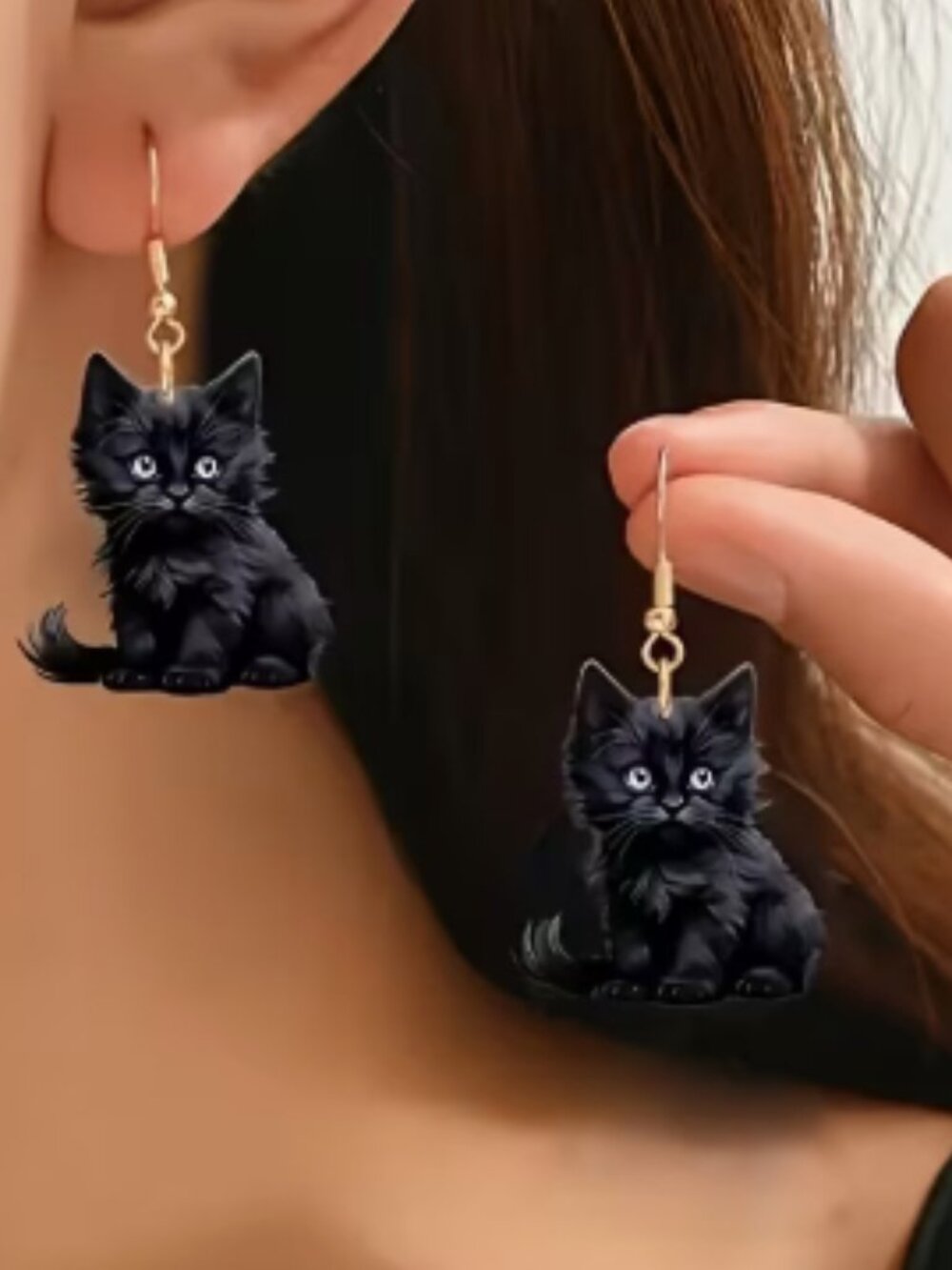 NWT Black Cat Acrylic Earrings